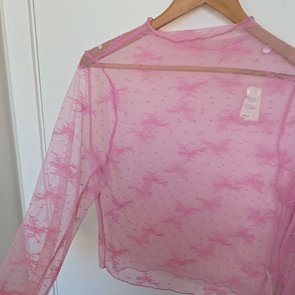 Aerie Pink Sheer Blouse - Picture 2 of 2